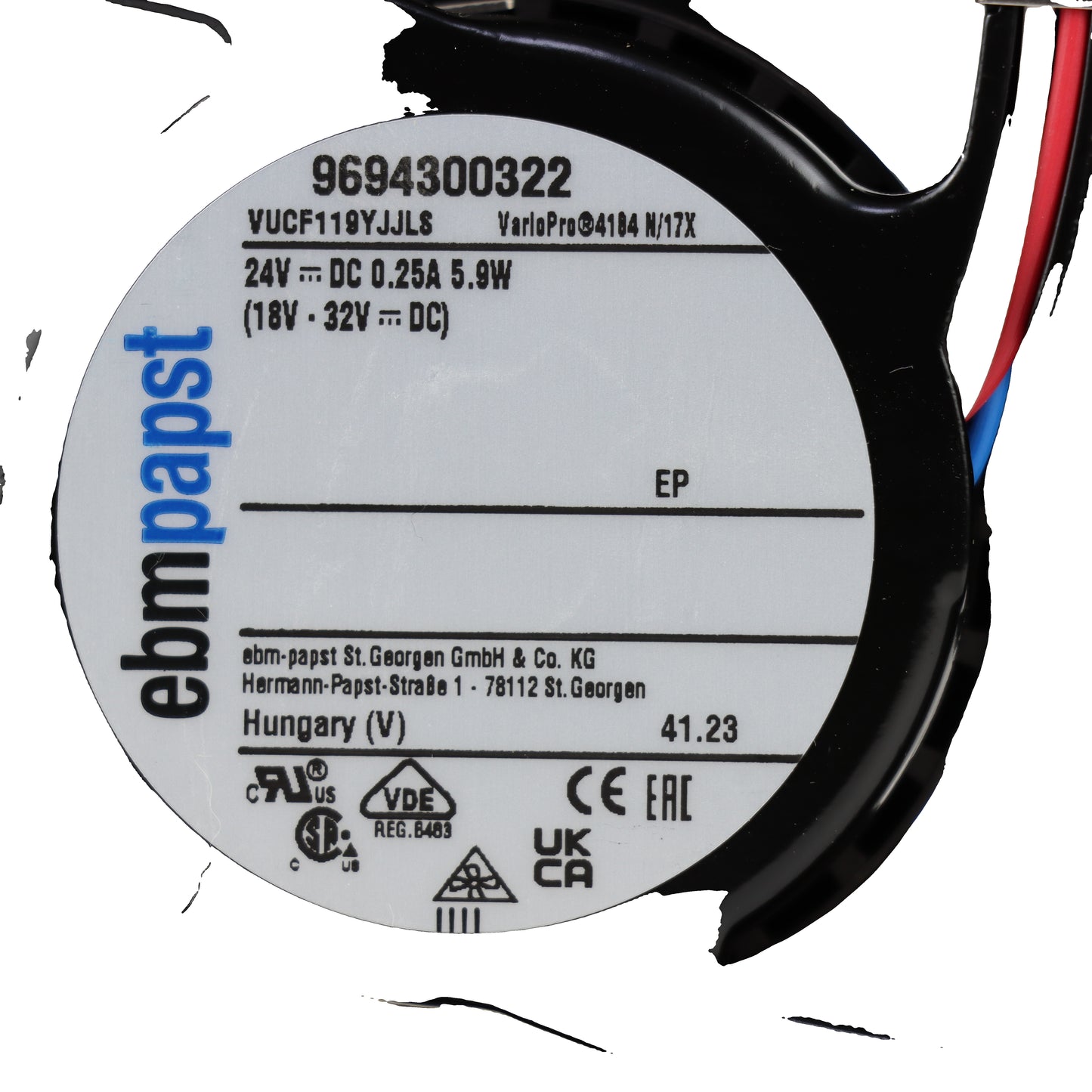 Nameplate detail of ebm-papst 4184N/17X compact fan
