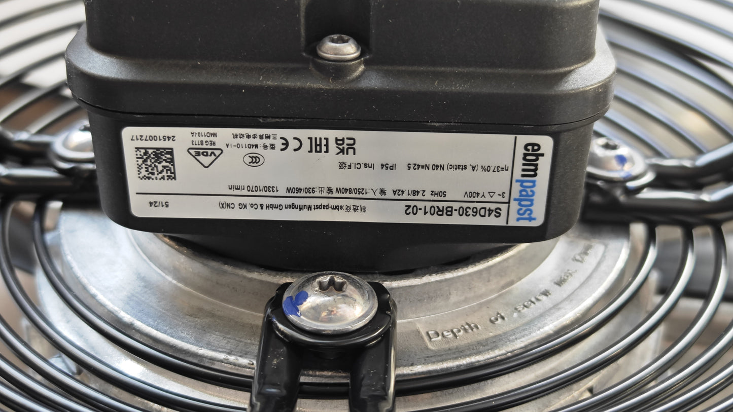 Nameplate detail of ebm-papst S4D630-BR01-02 axial fan