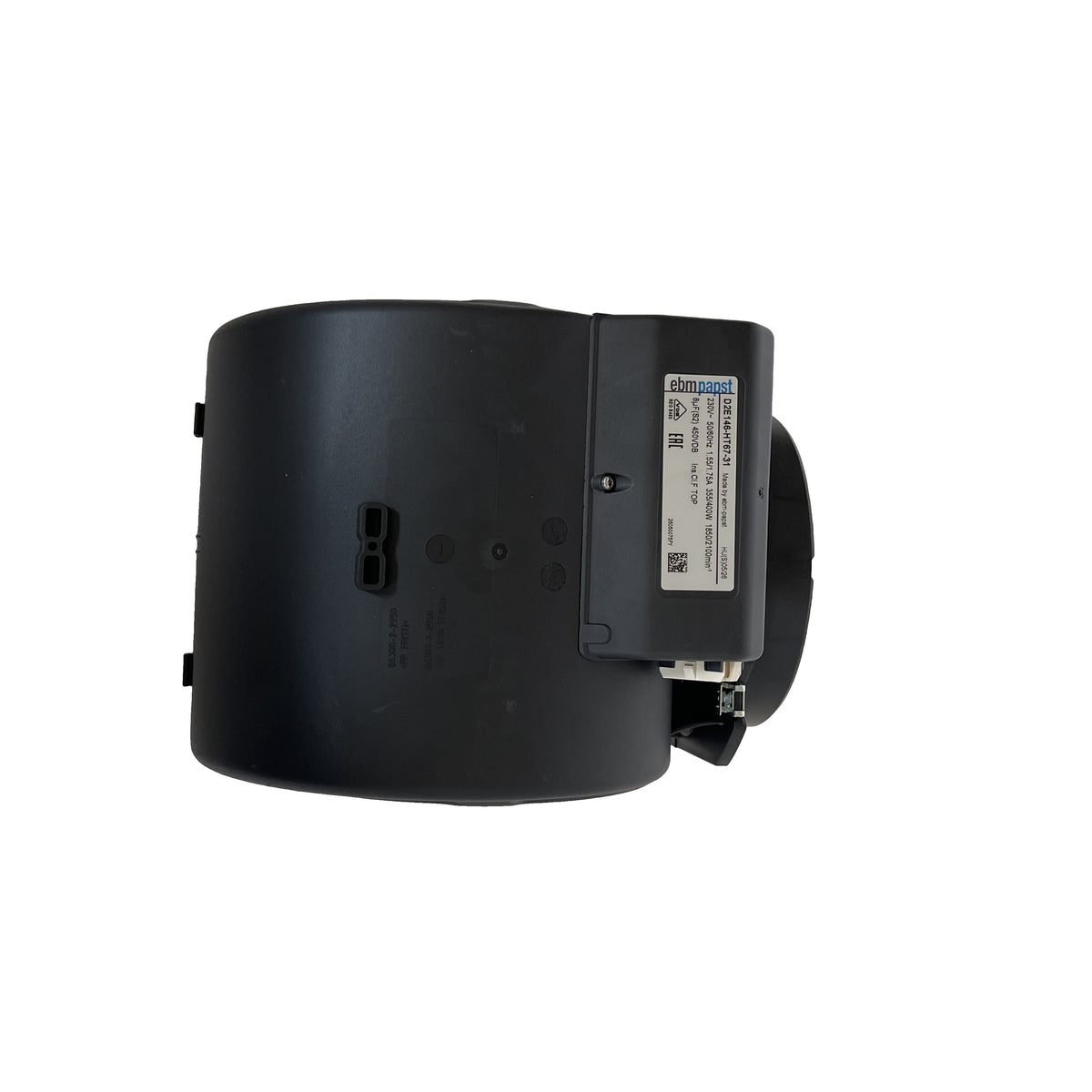 Side view of ebm-papst D2E146-HT67-31 centrifugal fan