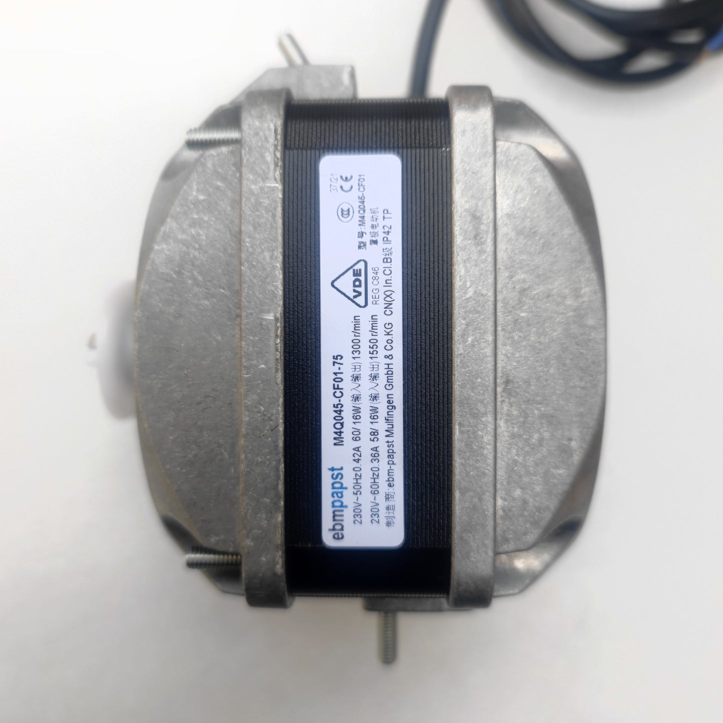 Nameplate detail of ebm-papst M4Q045-CF01-75 fan motor