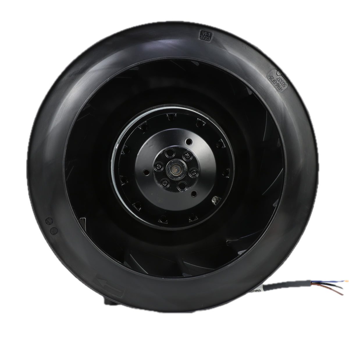 Front view of ebm-papst R2E220-AB08-62 centrifugal fan