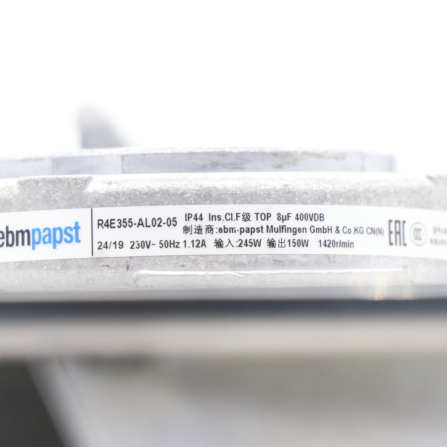 ebmpapst R4E355-AL02-05 230V 1420RPM 3165m³/h Centrifugal Fan for Fan Filter Units (FFU)