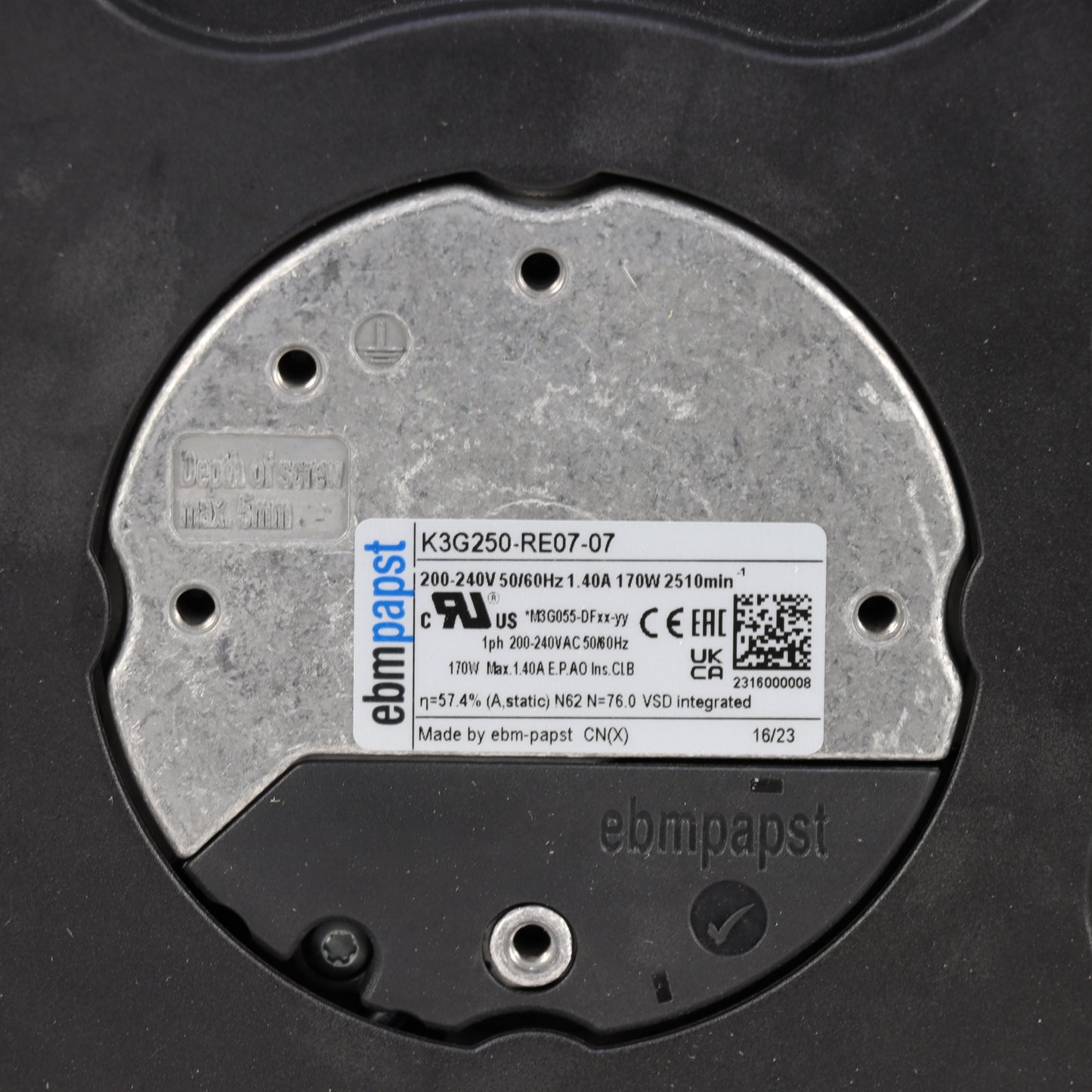 ebm-papst K3G250-RE07-07 170W 500Pa Centrifugal Fan