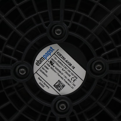 Nameplate detail of ebm-papst K2E250-AH38-16 axial fan