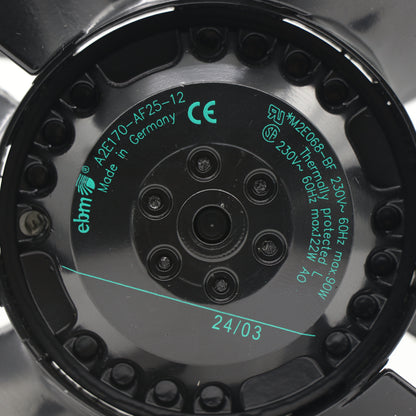 Nameplate detail of ebm-papst A2E170-AF25-12 axial fan