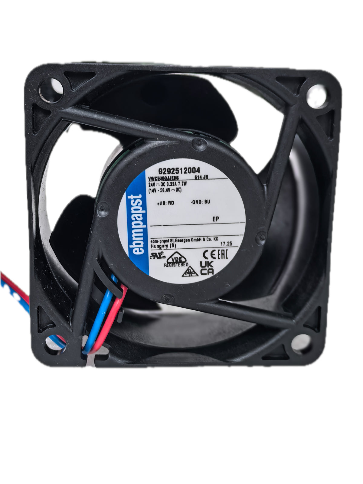 Back view of ebm-papst 614JH compact fan