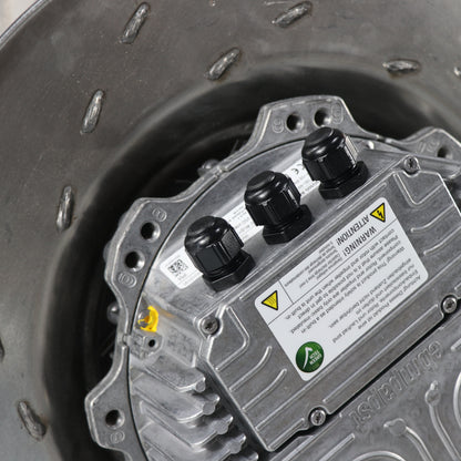 Nameplate detail of ebm-papst R3G500-AG25-01 centrifugal fan