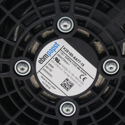 Nameplate detail of ebm-papst K2S165-AA77-15 axial fan