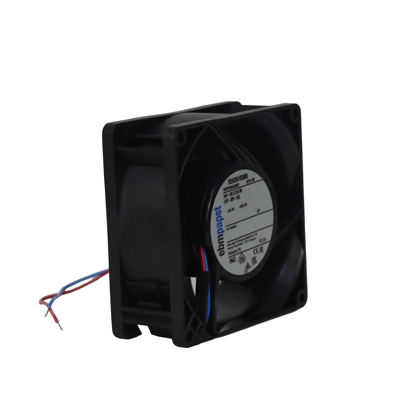Front view of ebm-papst 3214JH compact fan