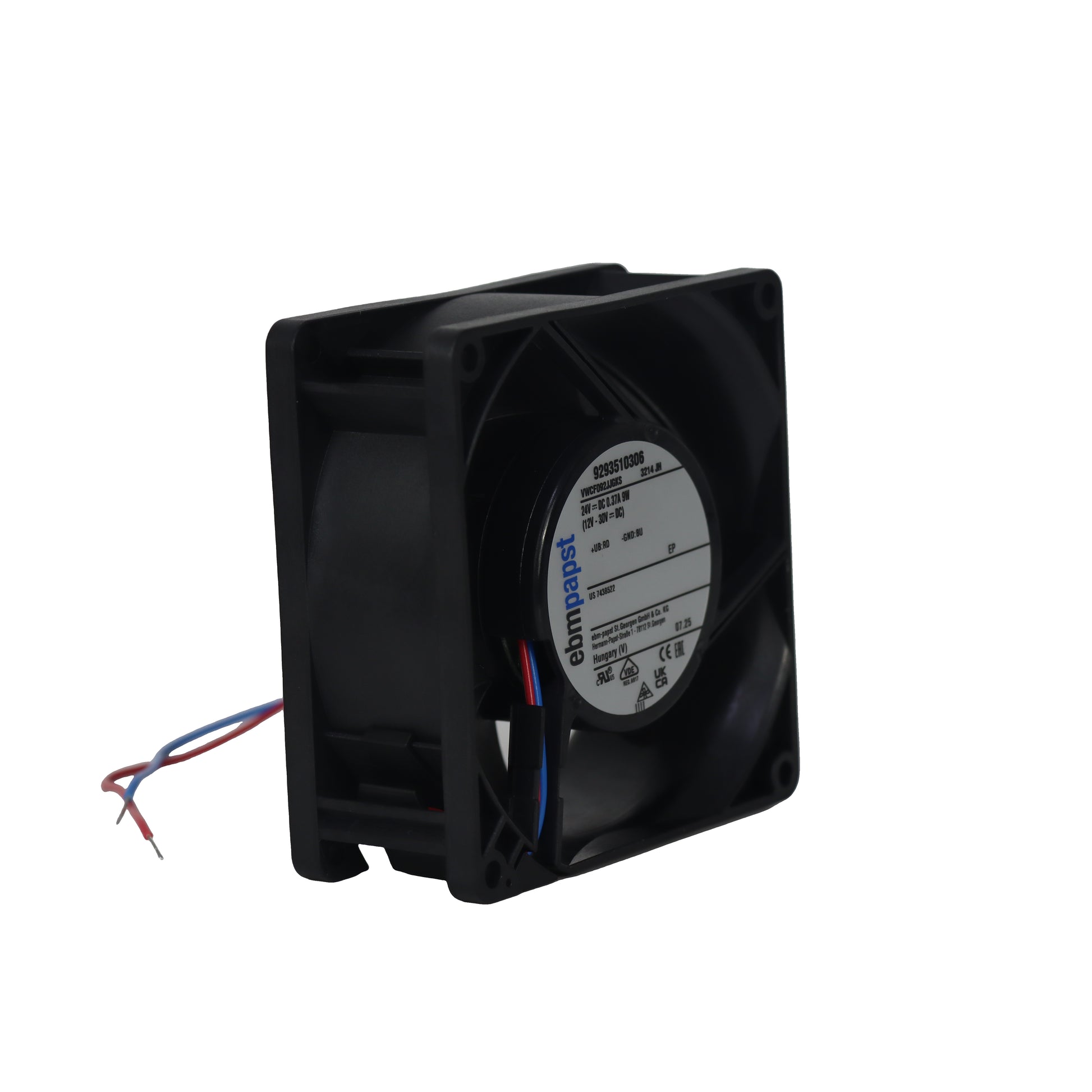 Front view of ebm-papst 3214JH compact fan