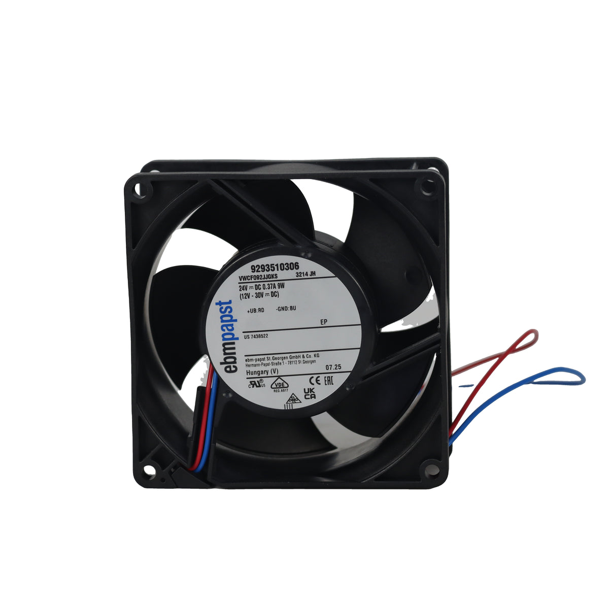 Back view of ebm-papst 3214JH compact fan