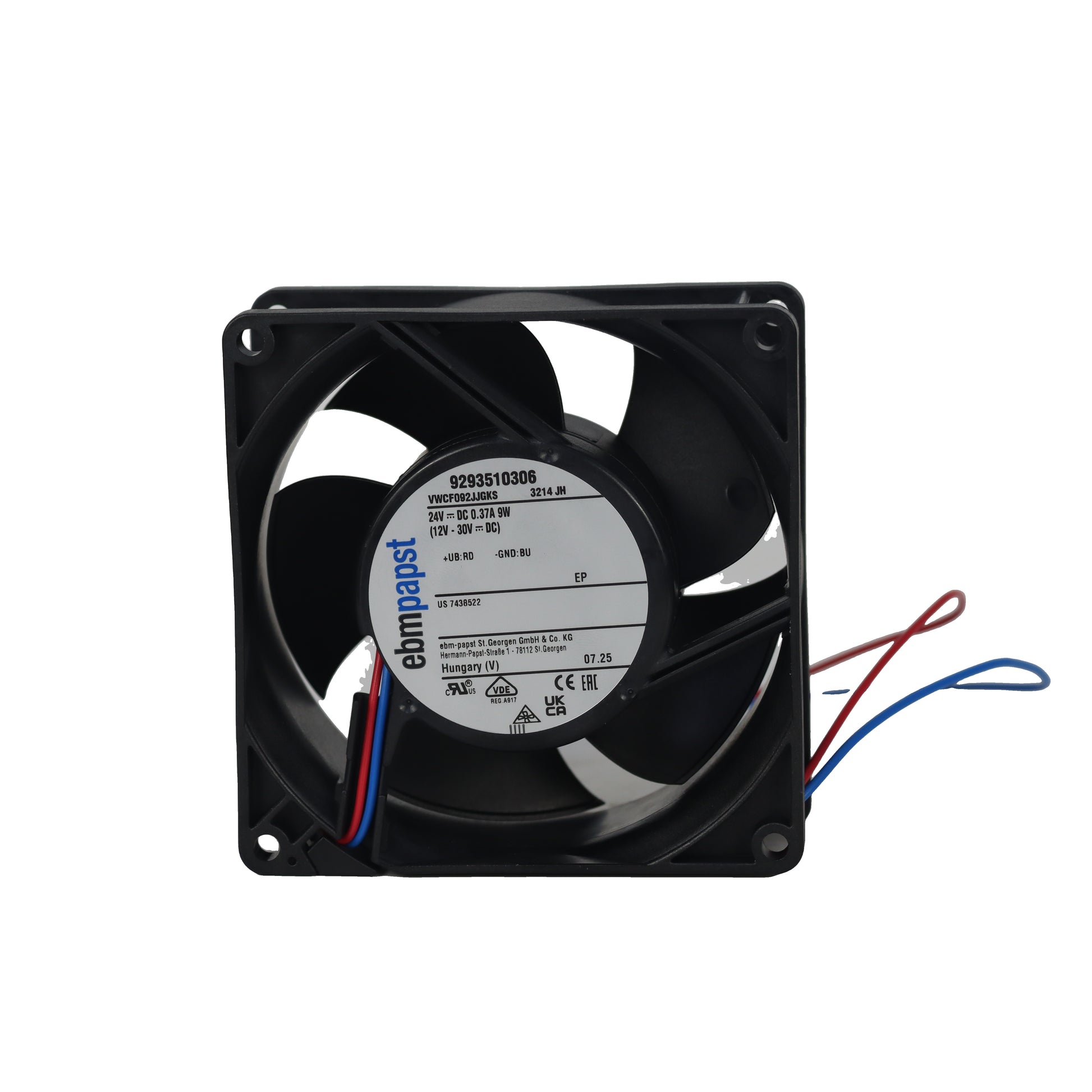 Back view of ebm-papst 3214JH compact fan