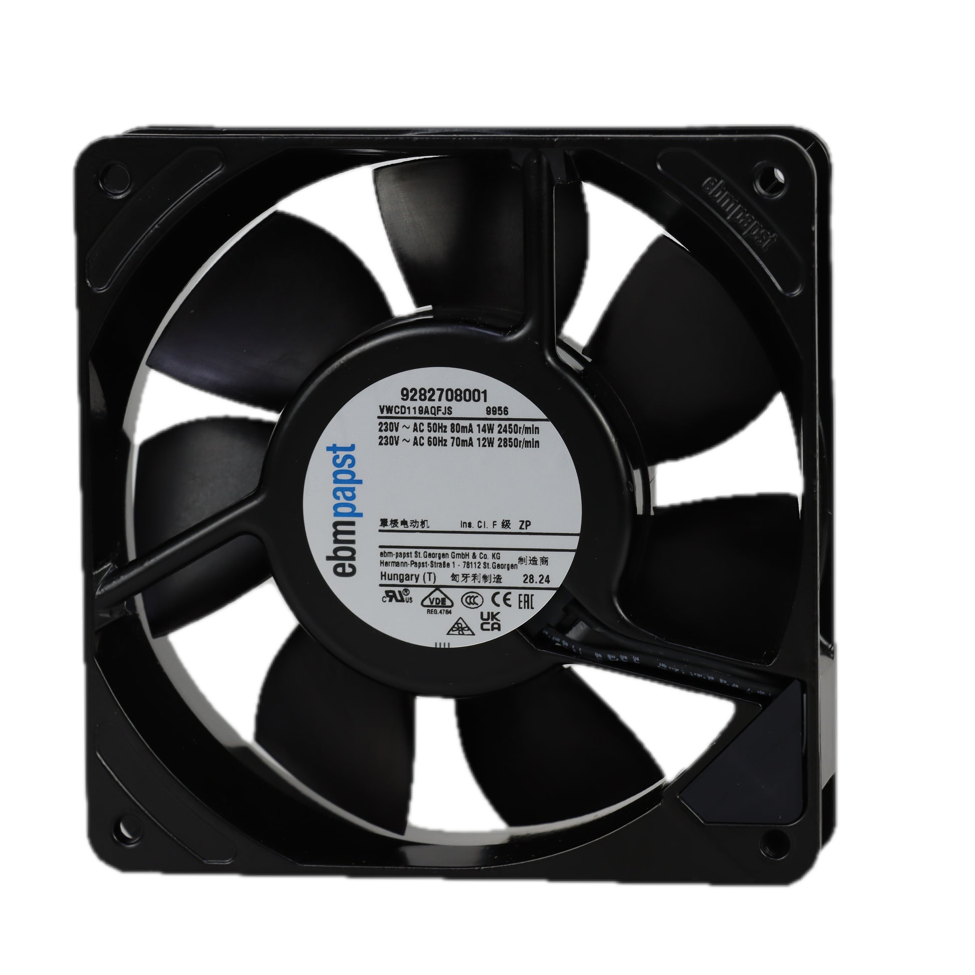 Back view of ebm-papst 9956 compact fan