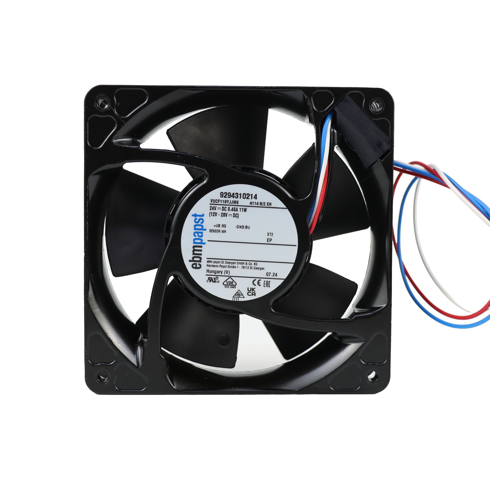 Front view of ebm-papst 4114N/2XH compact fan