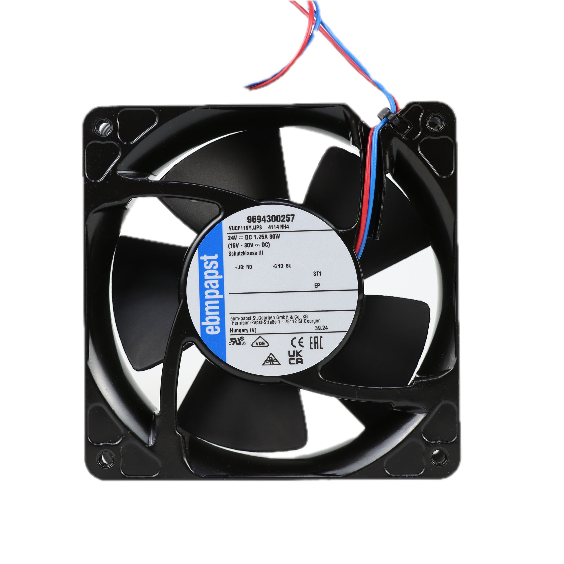 Back view of ebm-papst 4114NH4 compact fan