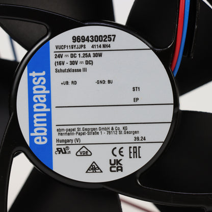 Nameplate detail of ebm-papst 4114NH4 compact fan