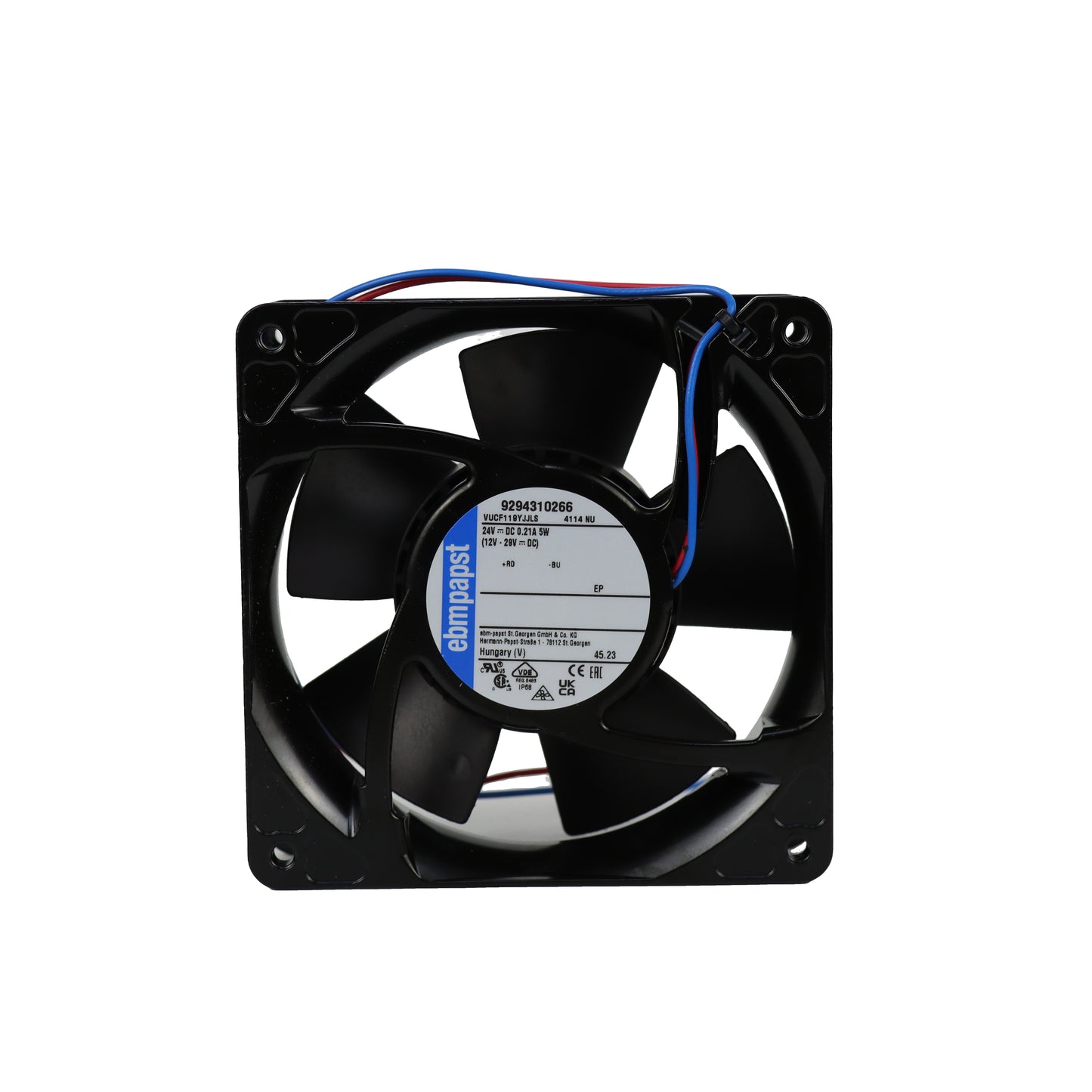 Front view of ebm-papst 4114NU compact fan