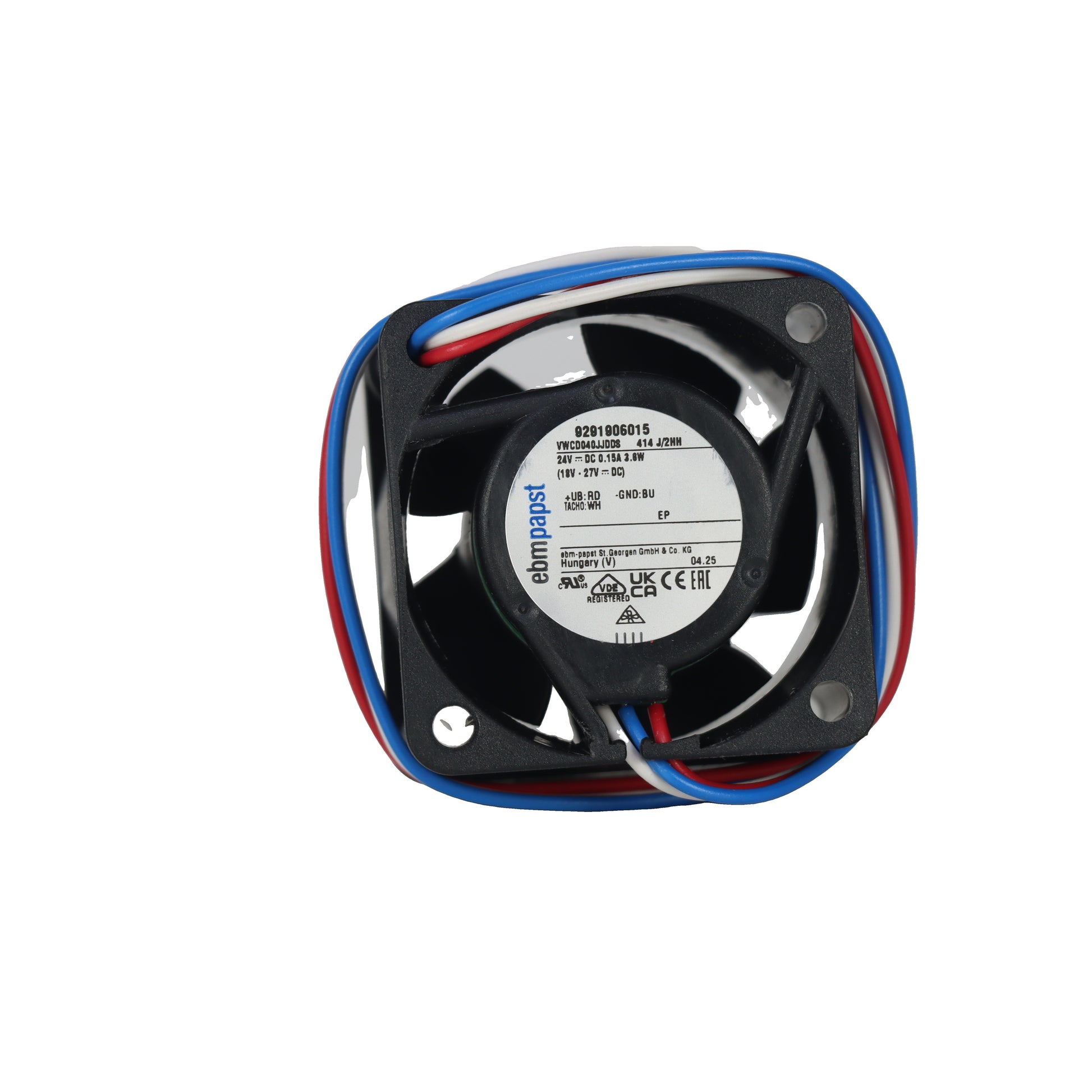 Front view of ebm-papst 414J/2HH compact fan