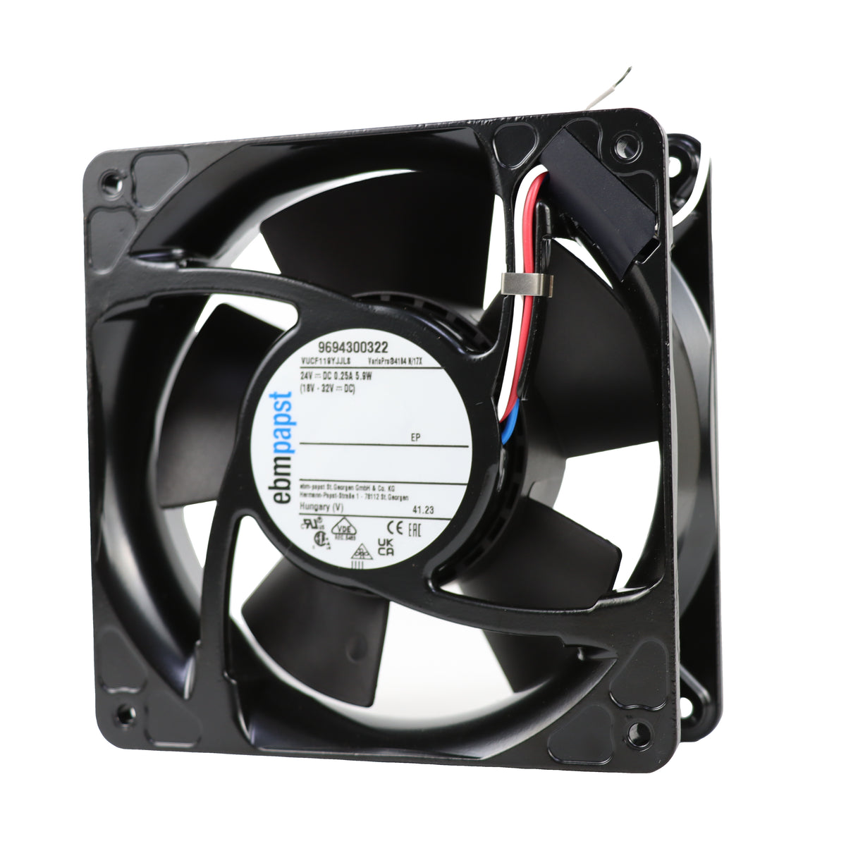 Front view of ebm-papst 4184N/17X compact fan