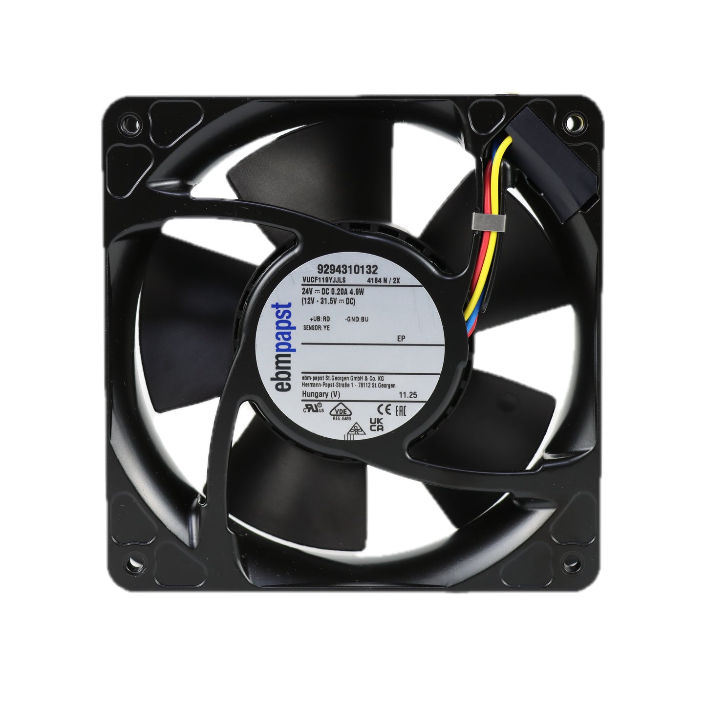 Back view of ebm-papst 4184N/2X compact fan