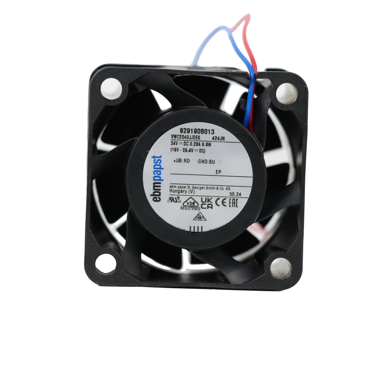 Front view of ebm-papst 424JH compact fan