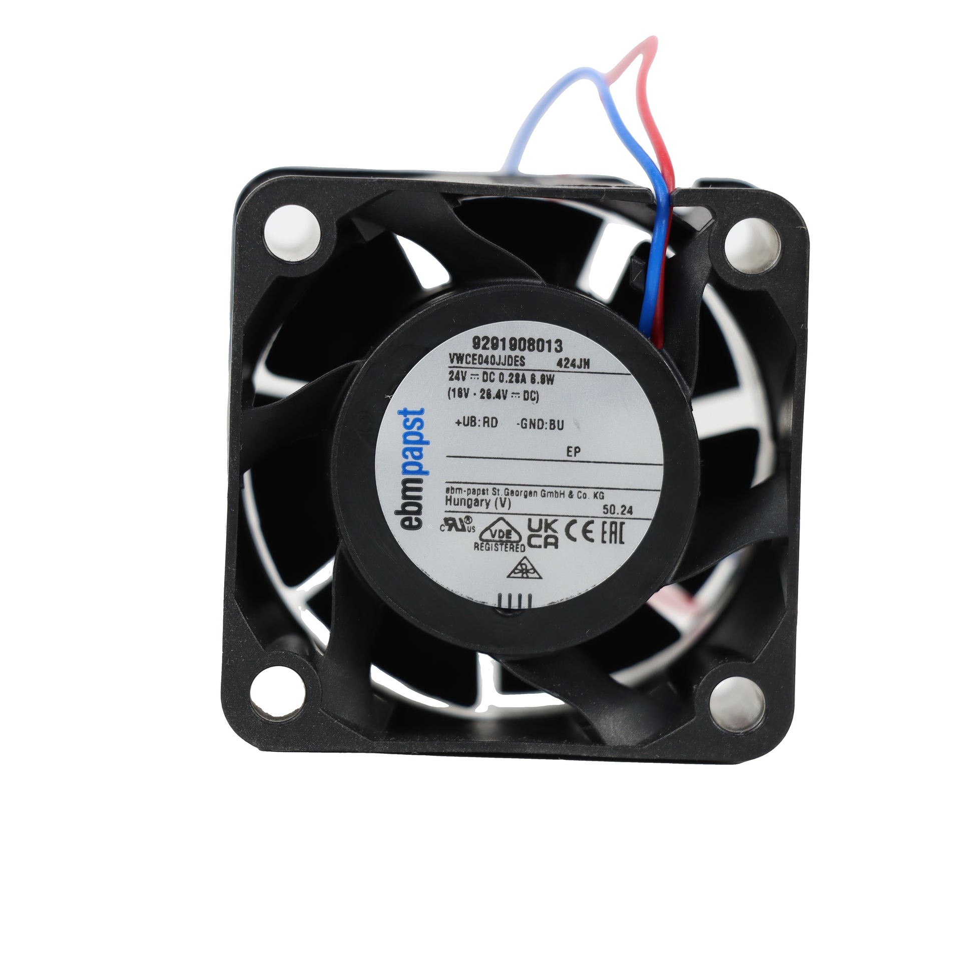 Front view of ebm-papst 424JH compact fan