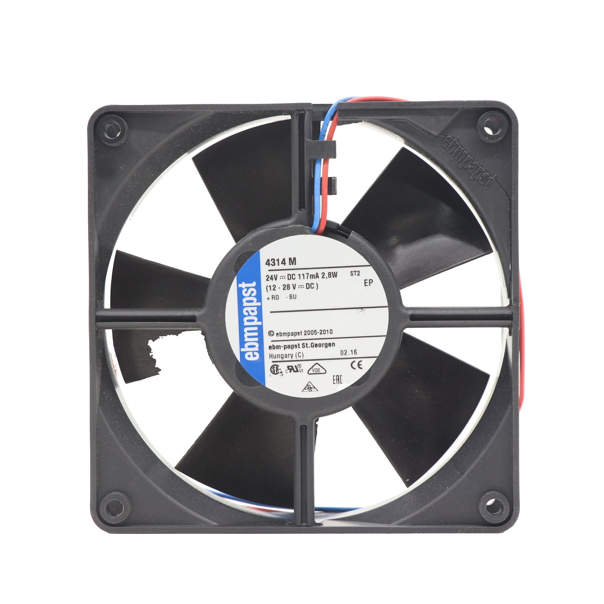 Front view of ebm-papst 4314M compact fan