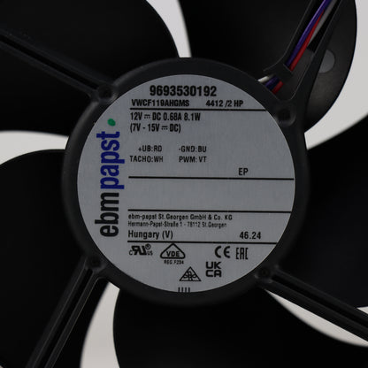 Nameplate detail of ebm-papst 4412/2HP compact fan