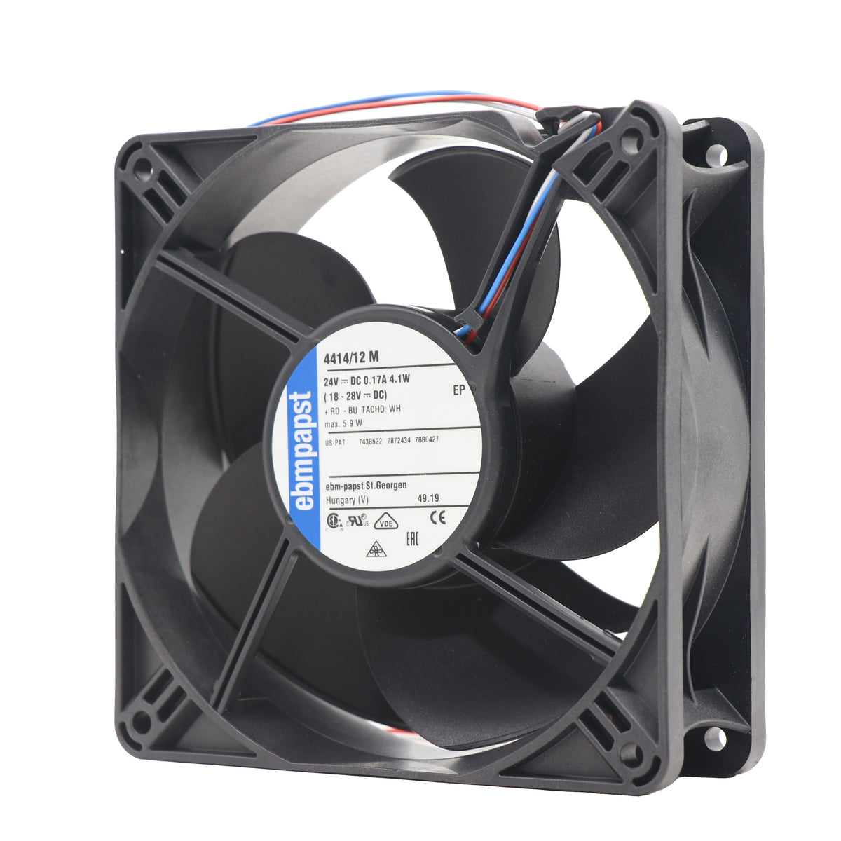 Front view of ebm-papst 4414/12M compact fan