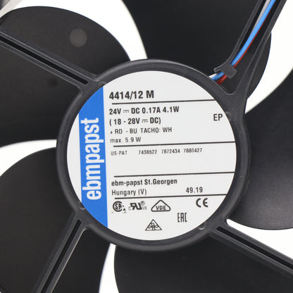 Nameplate detail of ebm-papst 4414/12M compact fan