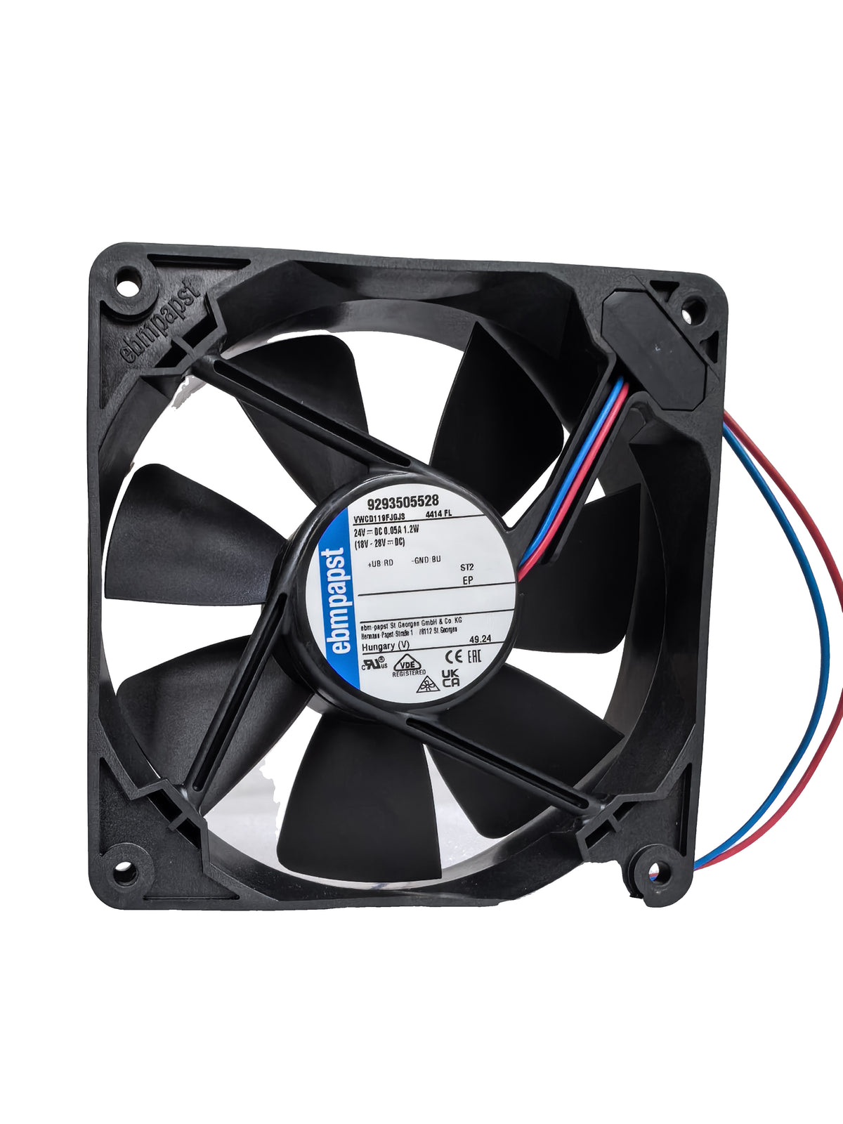 Front view of ebm-papst 4414FL compact fan
