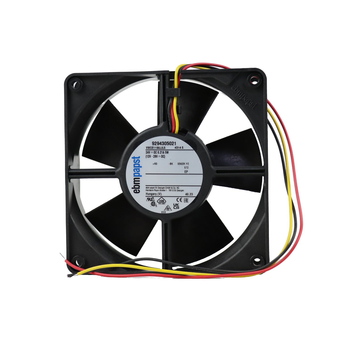 Front view of ebm-papst 4606Z compact fan