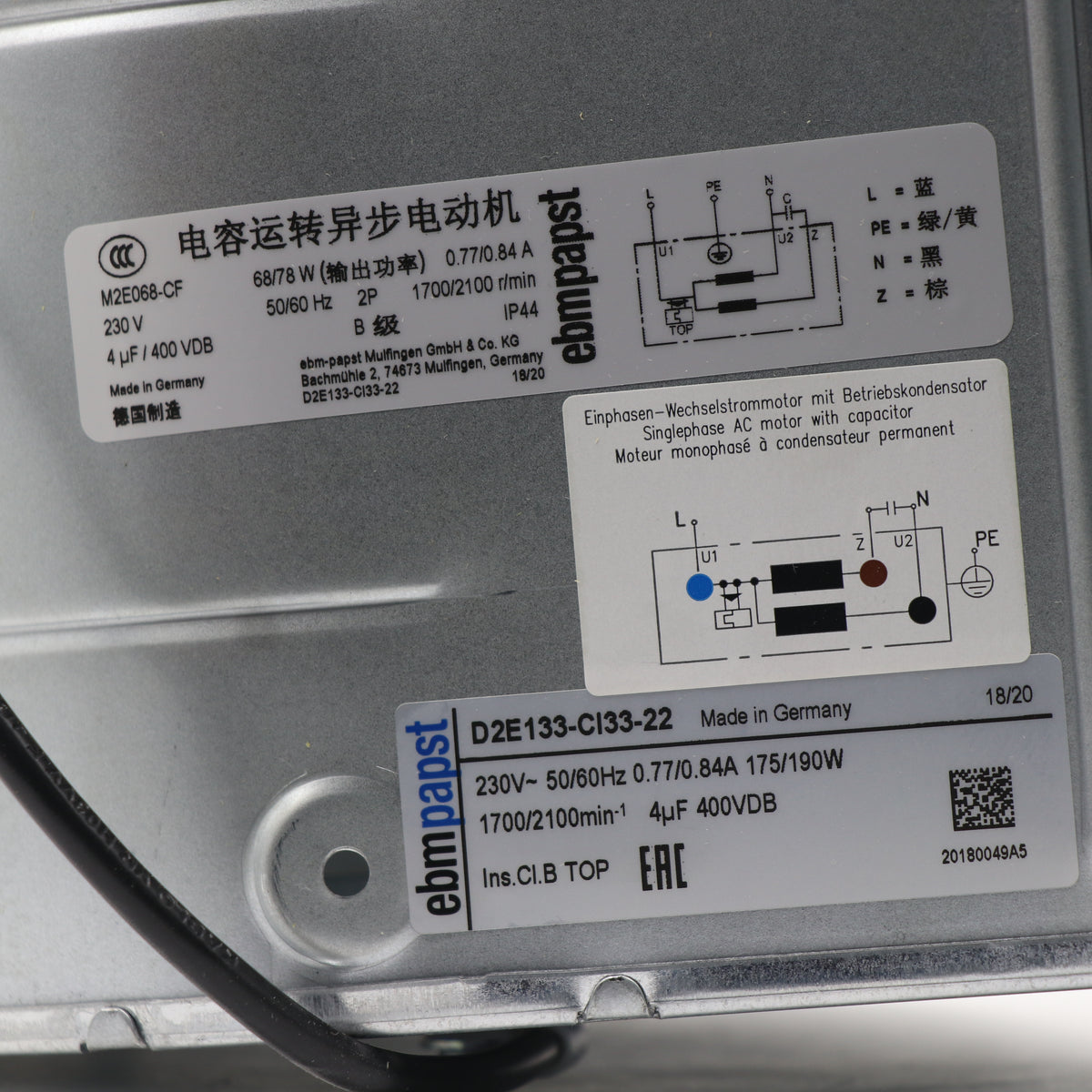 ebm-papst D2E133-CI33-22 Centrifugal Fan 175W