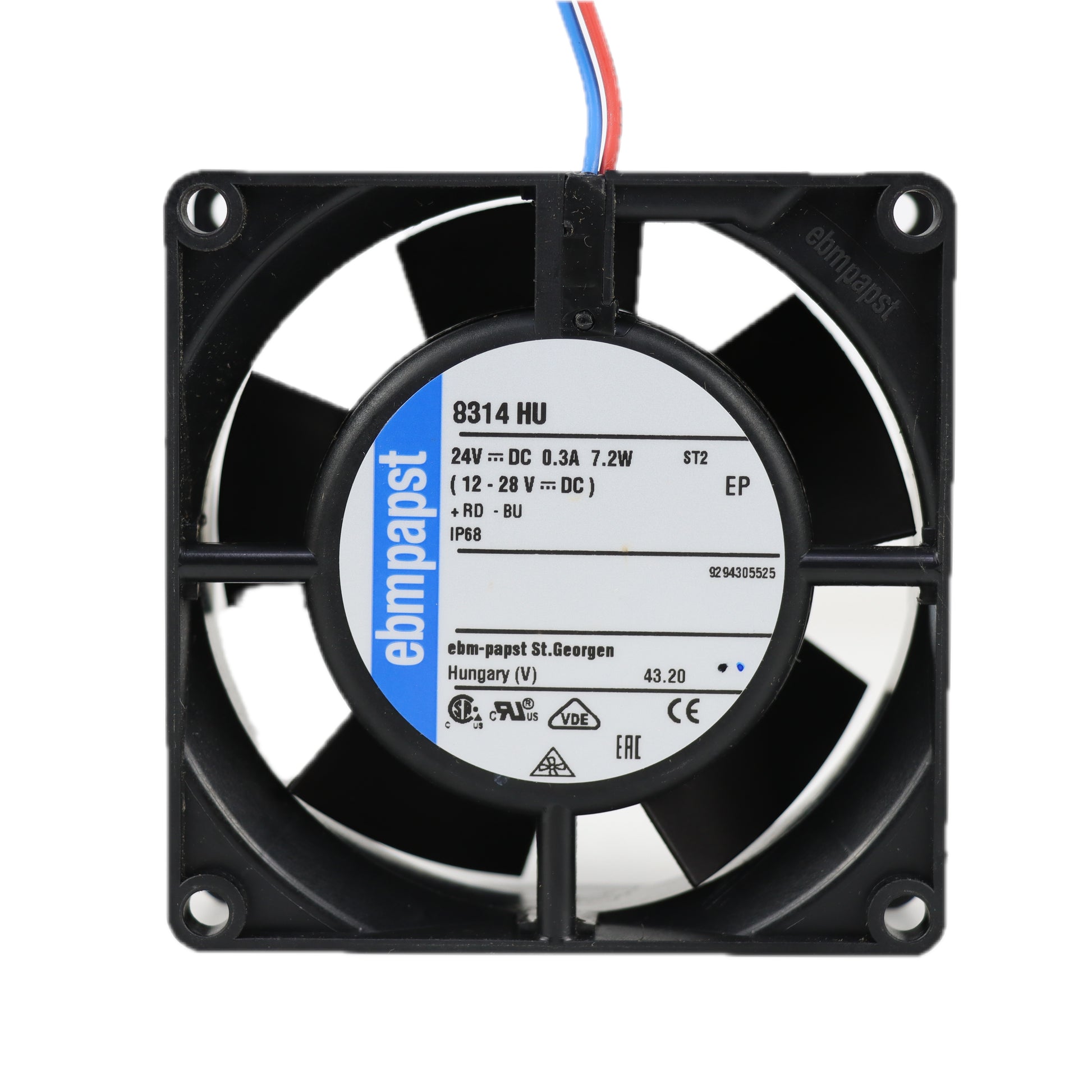 Back view of ebm-papst 8314HU compact fan