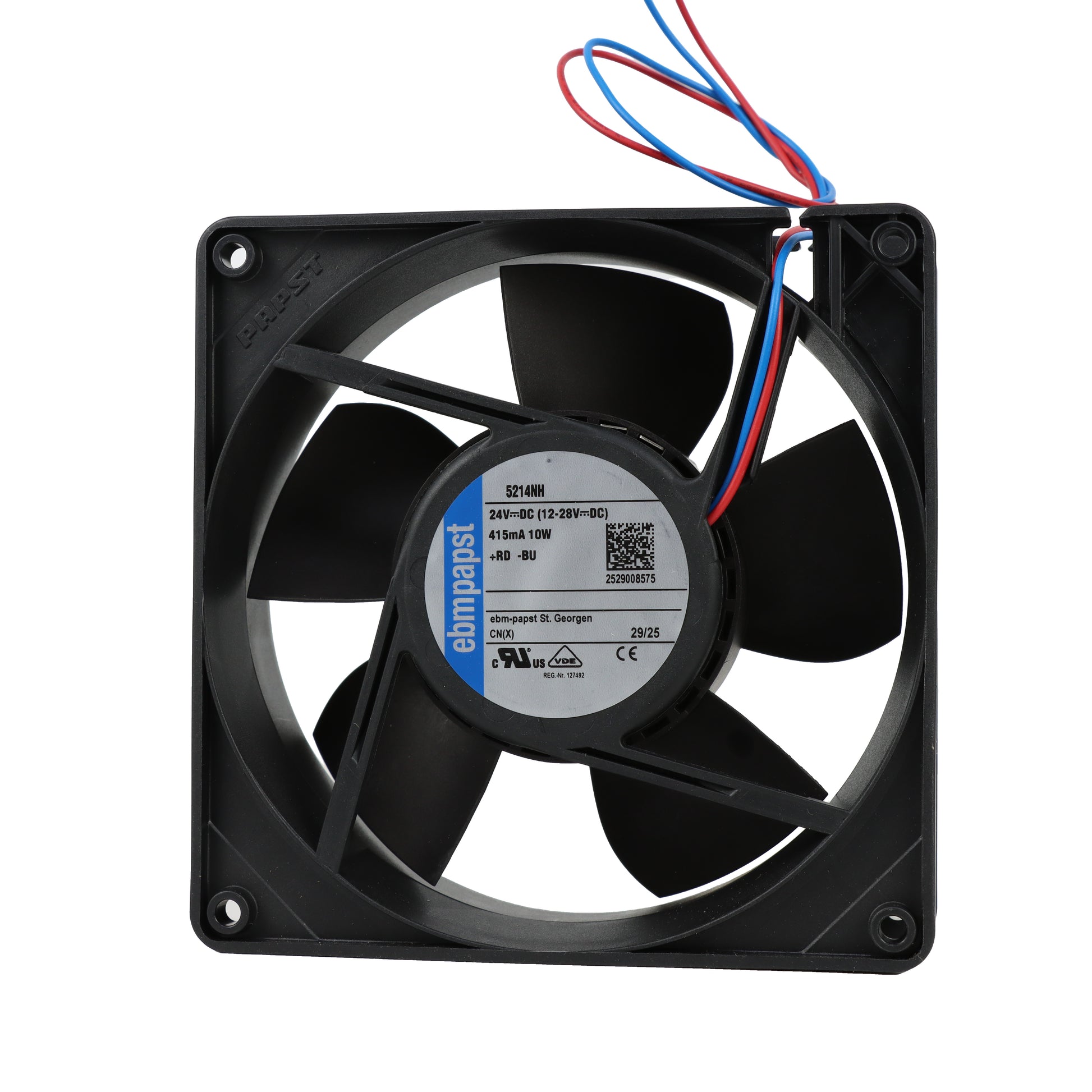 Front view of ebm-papst 5214NH compact fan