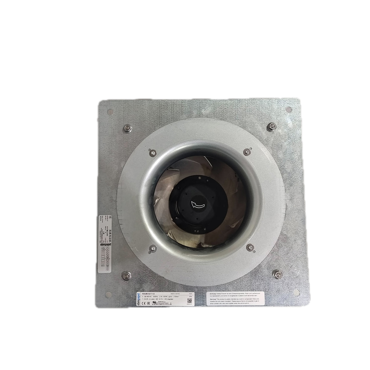 Front view of ebm-papst K3G280-AU11-C2 centrifugal fan
