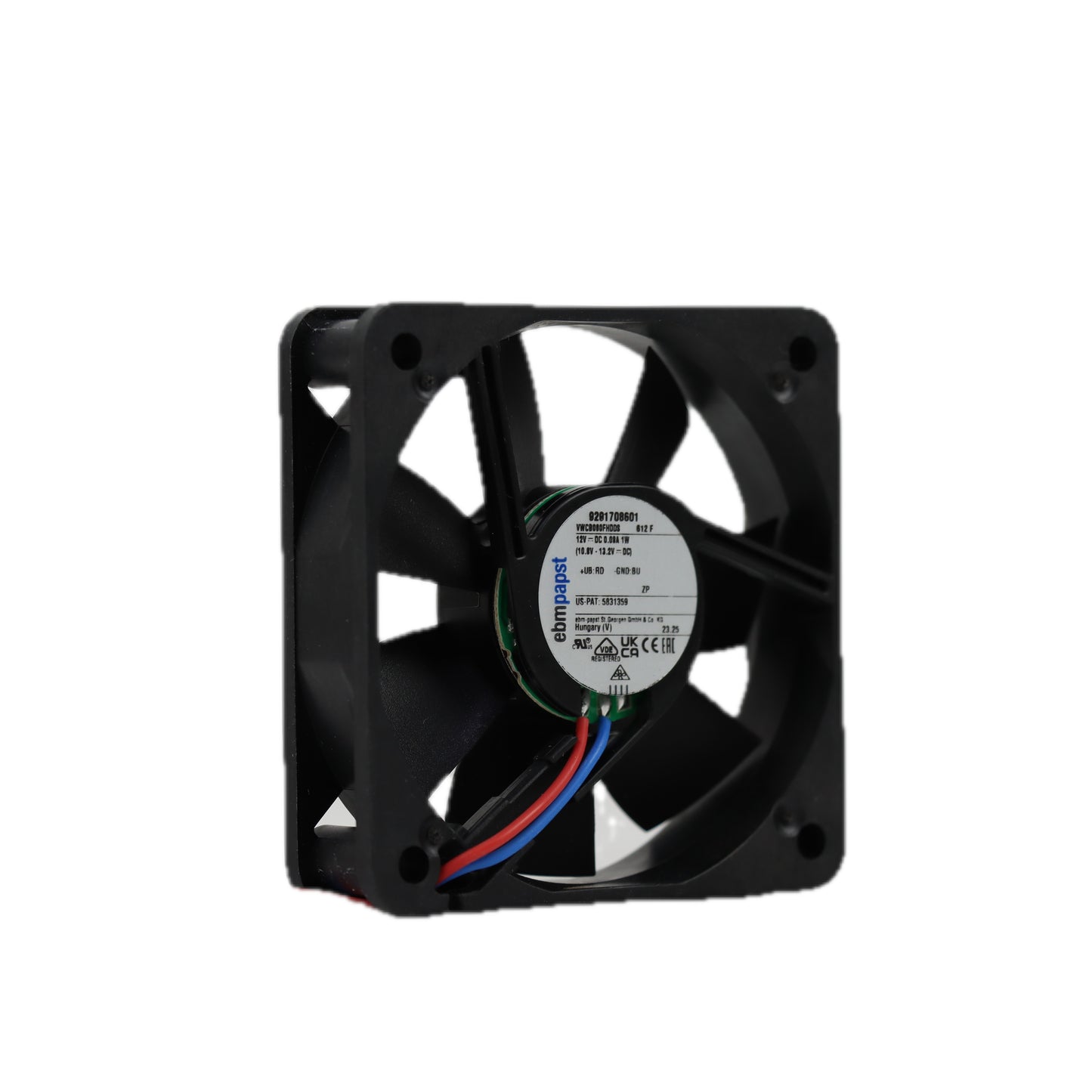 Front view of ebm-papst 612F compact fan