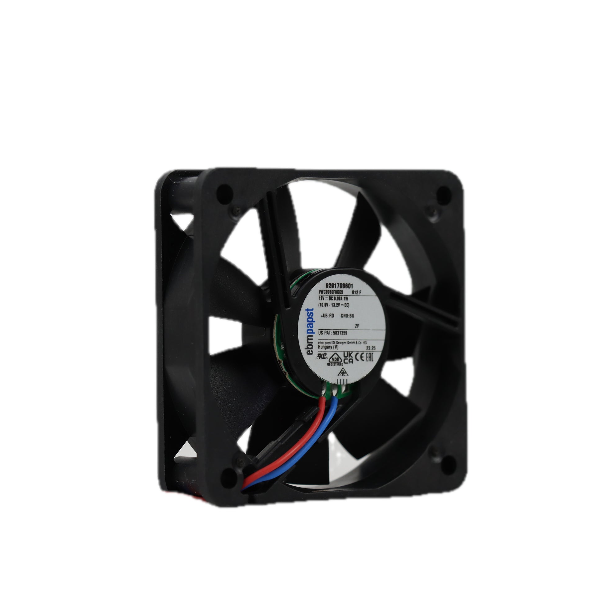 Front view of ebm-papst 612F compact fan