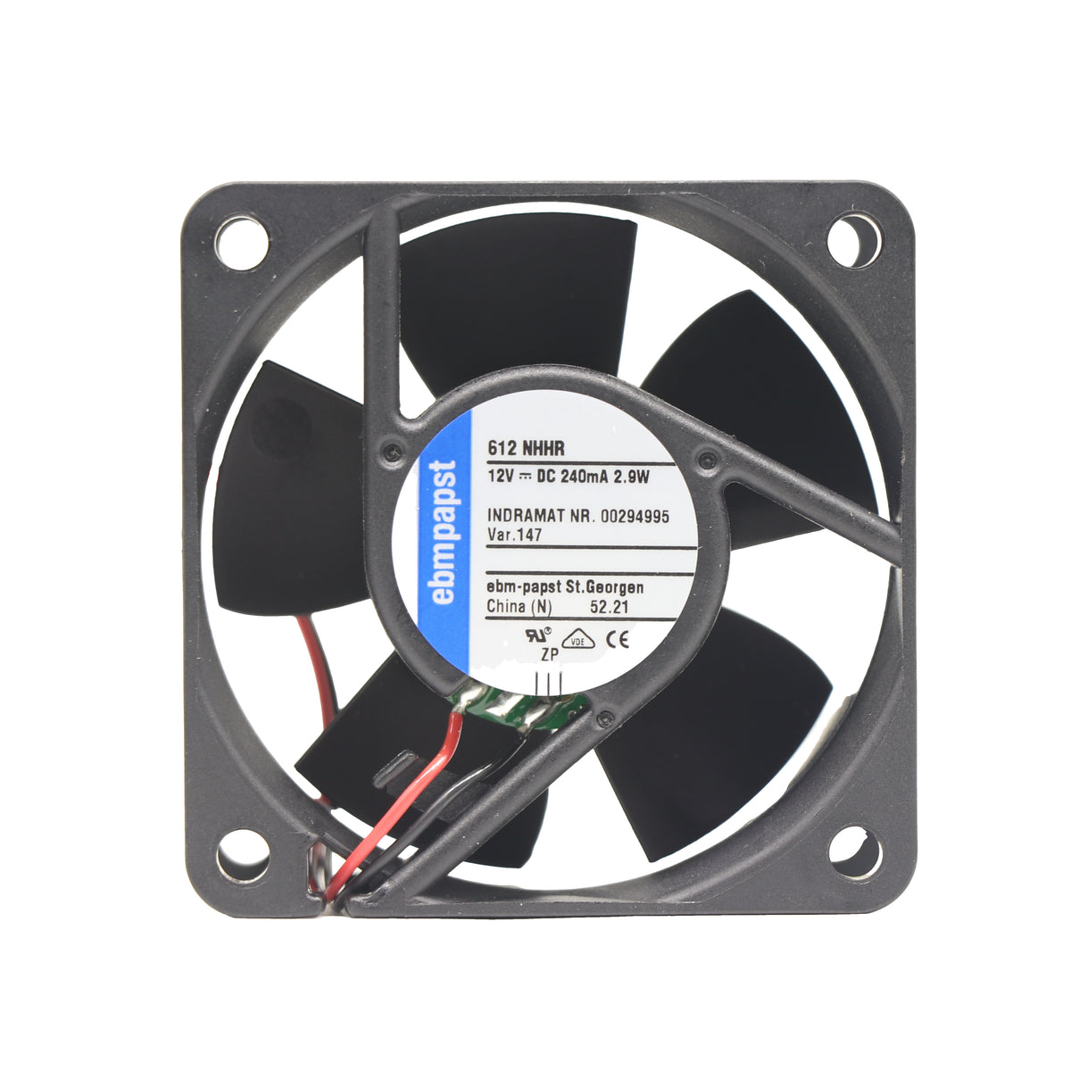 Front view of ebm-papst 612NHHR-147 compact fan