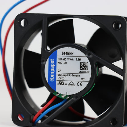 Nameplate detail of ebm-papst 614NHH compact fan