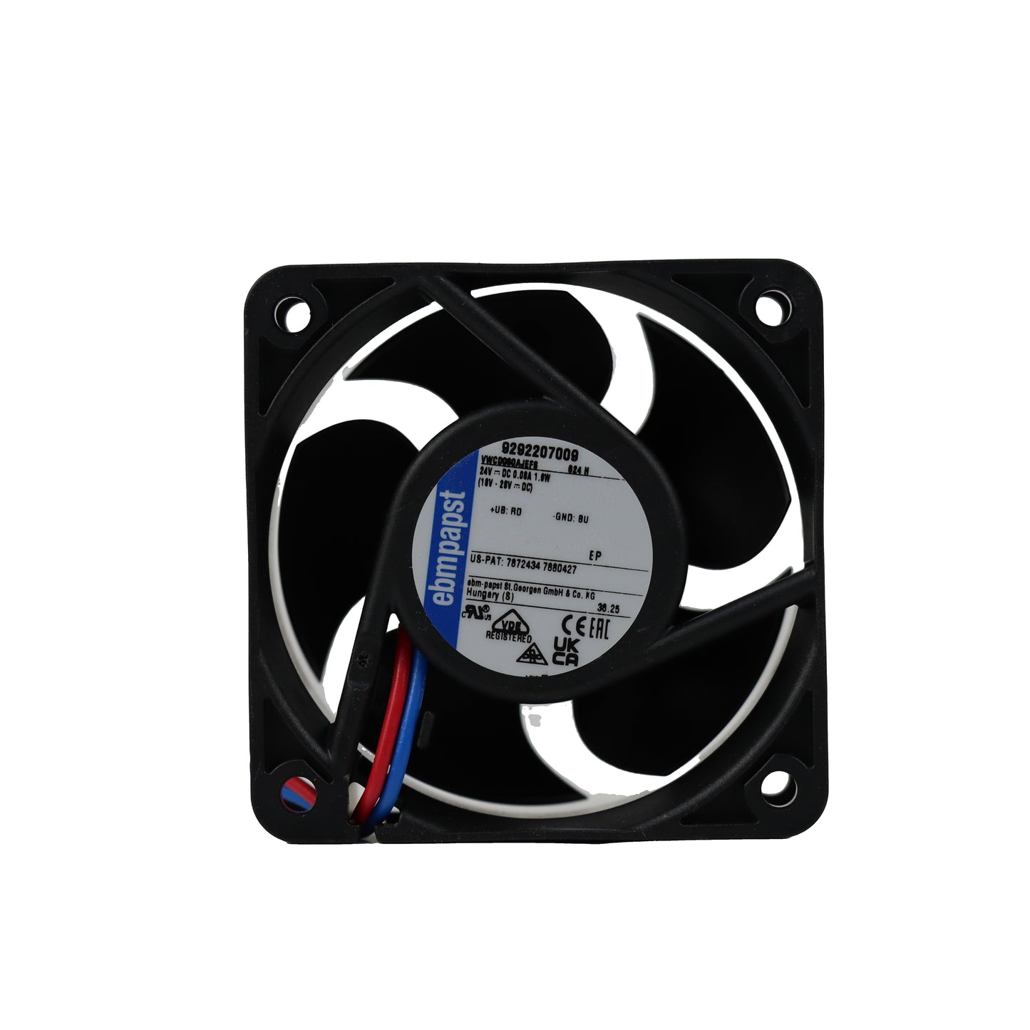 Front view of ebm-papst 624H compact fan