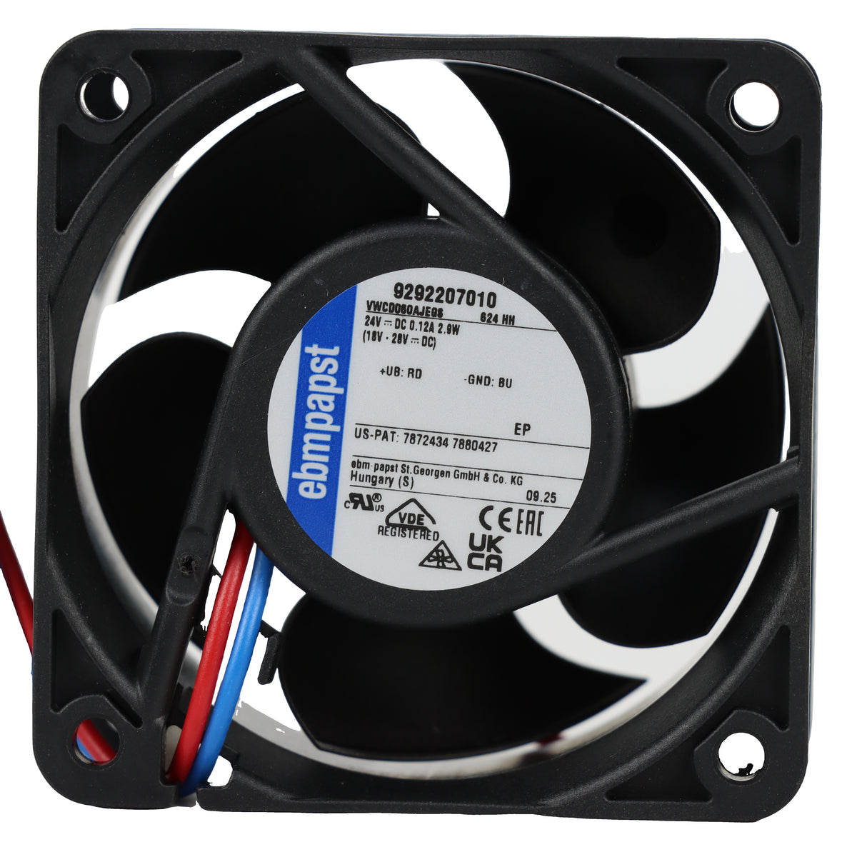 Front view of ebm-papst 624HH compact fan