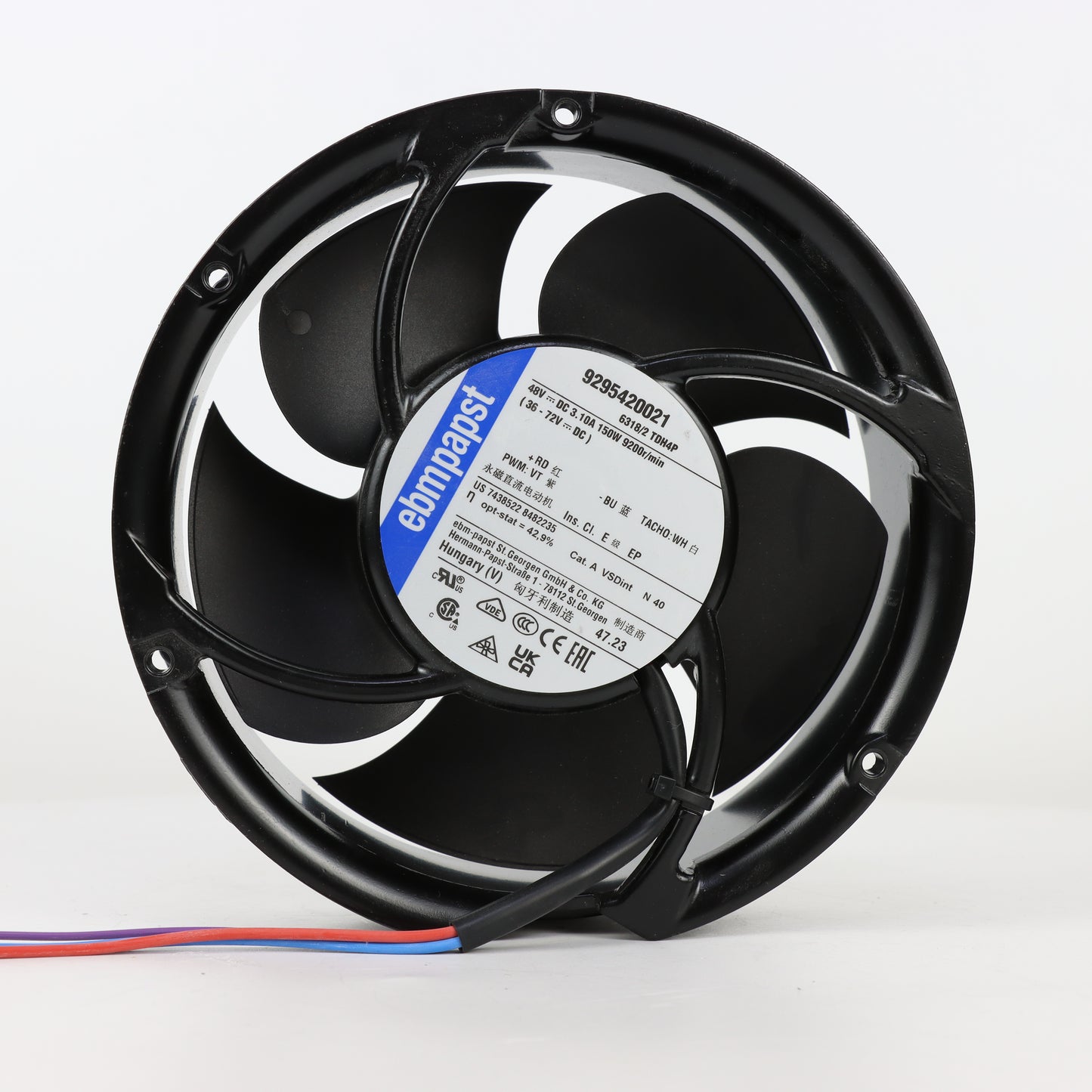 ebmpapst 6318/2TDH4P Compact Fan 172φ*51mm 48V 9200RPM 910m³/h 150W 1310Pa