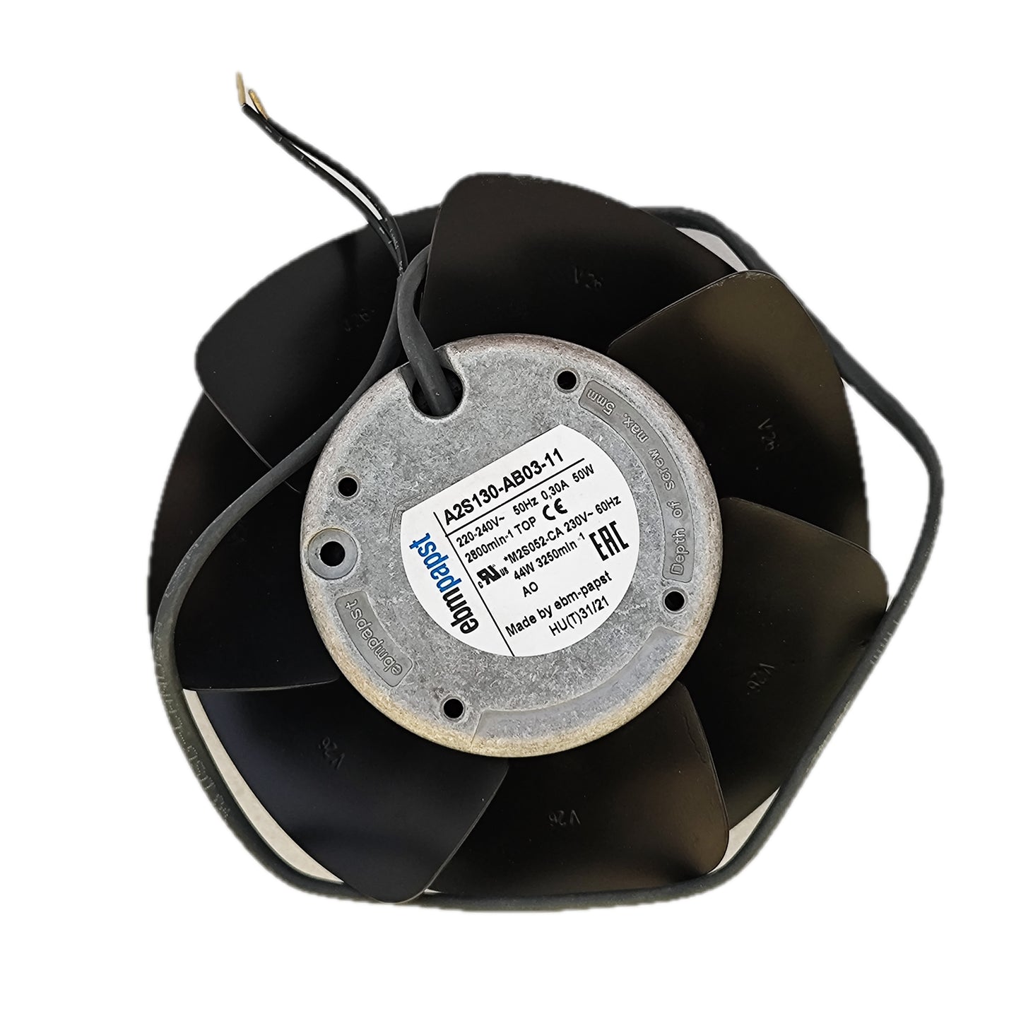 Back view of ebm-papst A2S130-AB03-11 axial fan