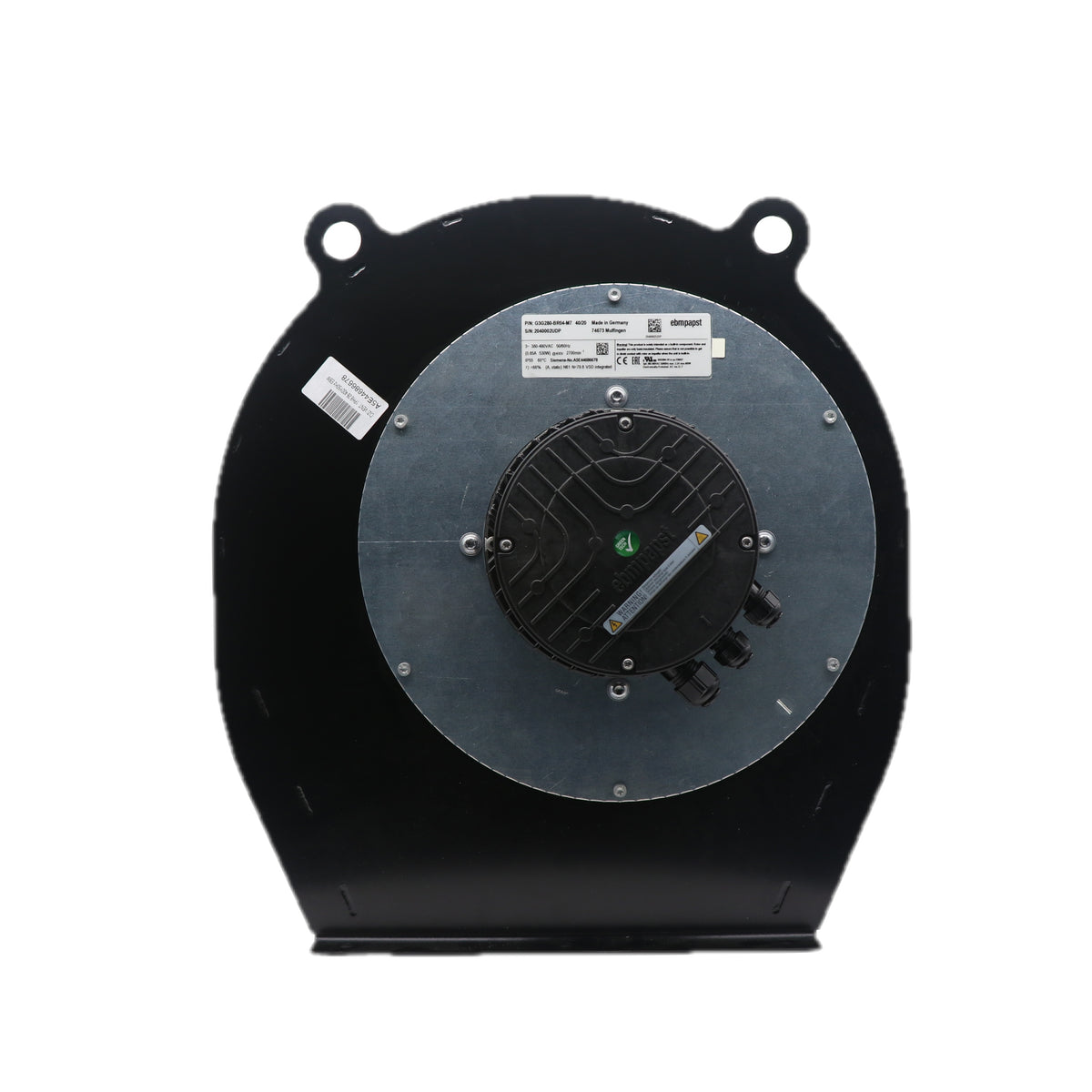 Back view of ebm-papst G3G280-BR04-M7 centrifugal fan