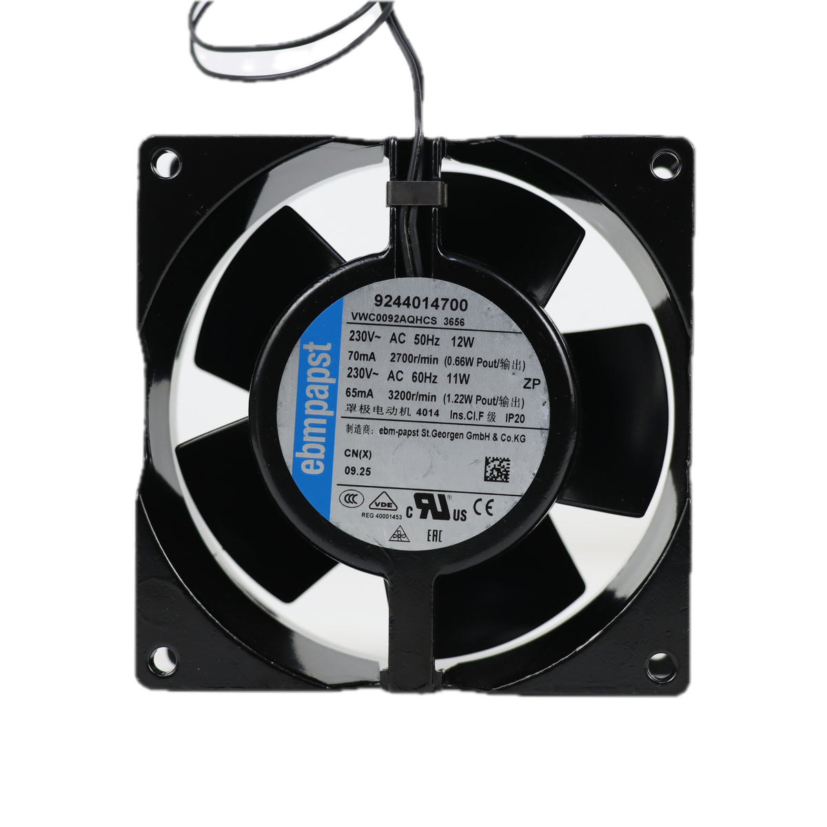 Back view of ebm-papst 3656 compact fan