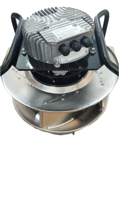Side view of ebm-papst K3G400-PA27-71 centrifugal fan