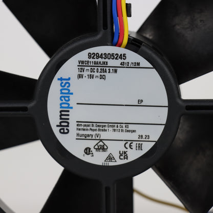 Nameplate detail of ebm-papst 4312/12M compact fan