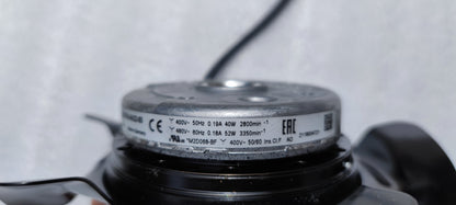 Nameplate detail of ebm-papst A2D160-AA22-05 axial fan