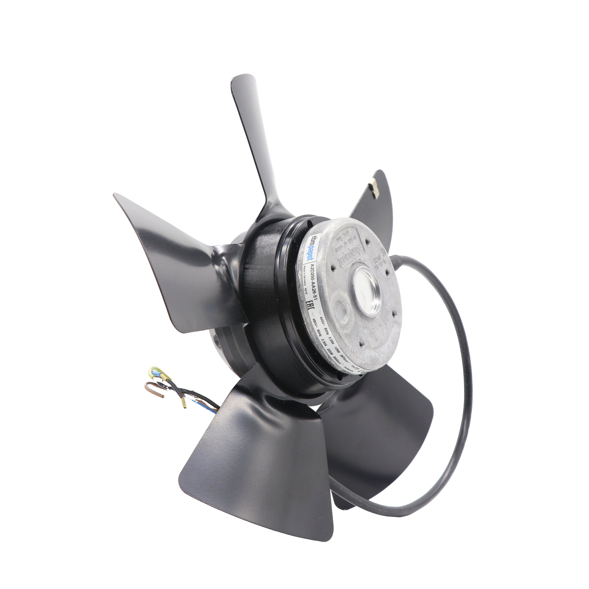 Side view of ebm-papst A2D250-AA26-51 axial fan